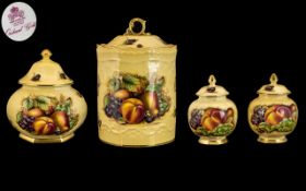 Aynsley - Fine Bone China ' Orchard Gold ' Pattern - Collection of Lidded Jars ( 4 ) In Total.