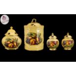 Aynsley - Fine Bone China ' Orchard Gold ' Pattern - Collection of Lidded Jars ( 4 ) In Total.