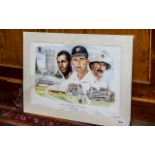 Cricket Interest - Signed Print 'Leading Gloucestershire Into the Nineties' by David Stallard.