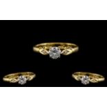 Ladies - Attractive 18ct Gold Single Stone Diamond Ring. The Round Brilliant Cut Diamond of Good