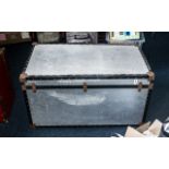 Large Trunk, in silver metallic and black, measures 36'' x 19'' x 20''. Ideal for storage or