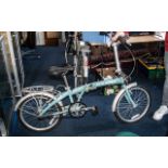 Ladies Raleigh Stowaway Folding Bicycle, in duck egg blue framework. In used condition, ideal