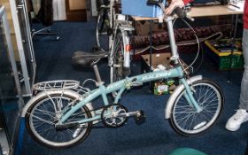 Ladies Raleigh Stowaway Folding Bicycle, in duck egg blue framework. In used condition, ideal