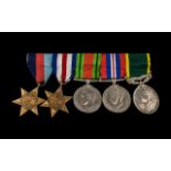 WW2 Named Group Of Five Medals On Bar To Include The 1939-1945 Star, The France And Germany Star,
