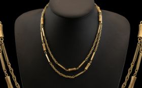 Ladies or Gents Quality 9ct Gold Long Chain, Block and Double Rope Link Design. Fully Hallmarked for