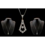 Art Nouveau Platinum and 18ct Gold Diamond Set Pendant of Superb Quality. c.1900 - 1905. Diamonds of