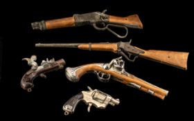 Collection of Vintage Miniature Model Guns, 5 in total, to include blunderbuss, flintlock et (5)c.