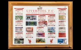 Liverpool F.C. Interest - Large Framed 2000/2001 Collage of Tickets. Representing the Worthington