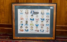 Football Interest - Large Framed Carling Premiership Captains Picture, print of watercolour of the