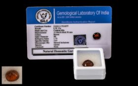 6.30ct Certified Hessonite Garnet Gemstone. Screen reader support enabled.