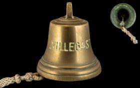 Original Ships Bell, early to mid 20thC brass ships bell, a large and heavy bell with the name '