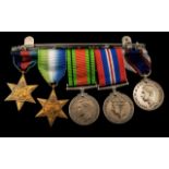 WW2 Group Of Five Medals On Bar To Include 1939-1945 Star, The Atlantic Star, Defence Medal, War