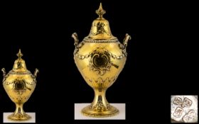 George III - Superb Quality Gilt Silver Twin Handle Lidded Sucrier of Classical Form with