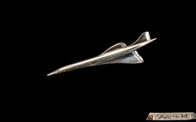 Concorde Interest. Silver Brooch In Form of a Concorde, Stamped for Silver to Reverse. Over 6 cms In