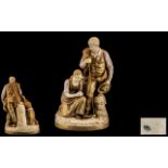 Large Royal Dux Figure Group - Depicting a Farmer and His Wife Resting After Toiling In the Field