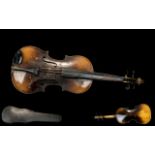 Antique Violin and Bow. Violin 60 cms In length - Please See Photo.