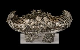 Victorian Silver Plate Centrepiece of lovely design with grape and vine decoration, all supported on