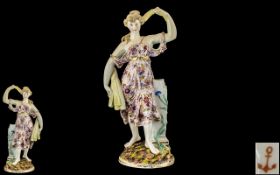 Samson Porcelain Figure of a Girl Holding Wheat, Probably One of Four Seasons with a Chelsea Red