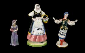 Porcelain Figure of a Russian Dancing Girl, 6 inches (15cms) high, an Italian lady flower seller,