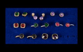 Collection of 14k Gold Plated Earrings ( With Different Coloured Stones ) For Pierced Earrings.