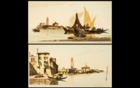 J Kirkpatrick Signed Artists Proofs of a pair of watercolours titled 'Murano, Venice' and 'San