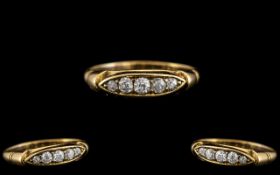 Victorian Period 18ct Gold Petite / Attractive 5 Stone Diamond Set Ring. The Five Old Cut Diamonds