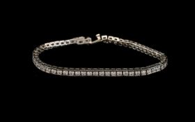 Stunning Silver Tennis Bracelet. 50 Plus Brilliant Cut Stones, Very Sparkly Statement Bracelet,