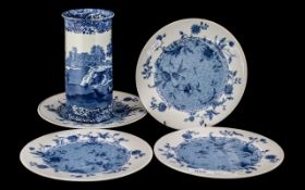 Set of Four Wedgwood Mikado Pattern Dessert Plates, 8 inches (20cms) in diameter, plus a Copeland