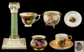 A Collection of Assorted Royal Worcester Hand Painted Ceramic Items ( 7 ) Lots In Total. Comprises