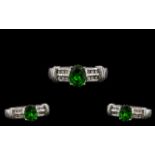 Ladies 9ct White Gold - Attractive Green