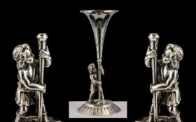 Antique Solid Silver Continental Vase.