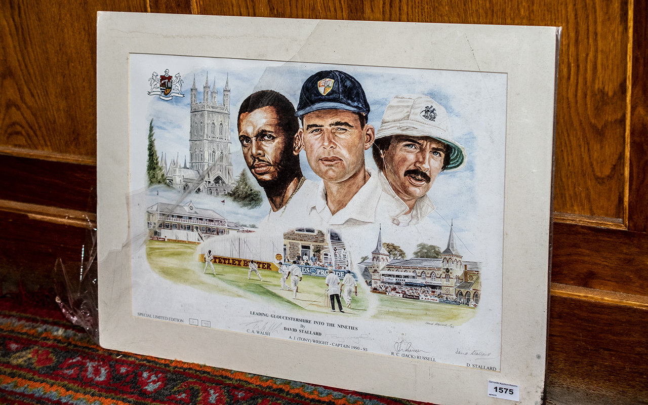 Cricket Interest - Signed Print 'Leading