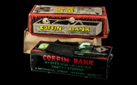 Coffin Bank Mechanical Money Box, unusua