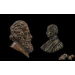 Two Antique Bronze Portrait Miniatures,