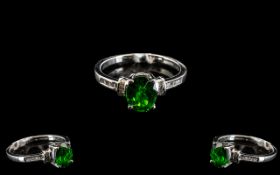 Russian Diopside and Diamond Ring, an ov