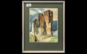 Abstract Watercolour of a Castle, well e