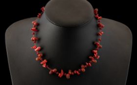 Early 20th Century Red Coral Necklace of