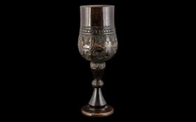 Celtic Wooden Drinking Goblet, Carved Wo