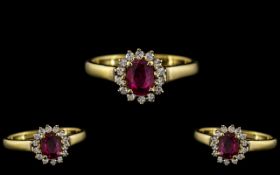 18ct Gold - Attractive Diamond and Ruby