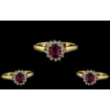 18ct Gold - Attractive Diamond and Ruby