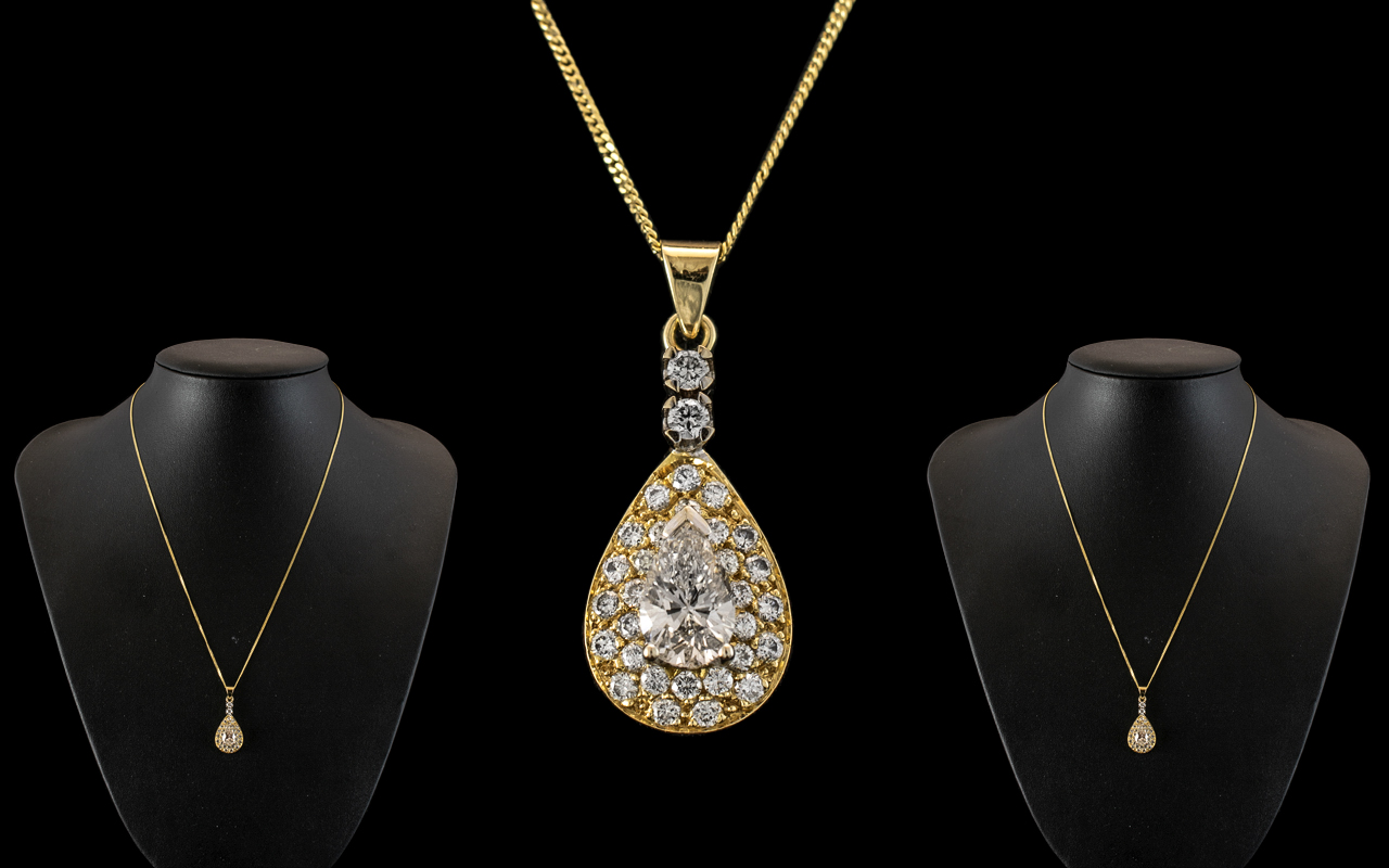 Ladies Superb 18ct Gold Pear Shaped Pend