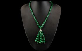 Malachite Tassel Necklace,