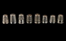 Collection of 9 Silver Thimbles,