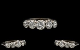 Platinum Excellent Quality and Attractive 5 Stone Diamond Ring.