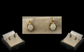 9ct Gold Opal Earrings, opal gold stud earrings,