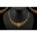 Antique Period Ladies - Superb 18ct Gold Intricate Worked Lacework Necklace of Exquisite Form /