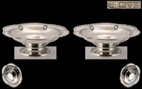 George V - Early Nice Quality Pair of Superb Sterling Silver Shaped Pedestal Bowls with Shaped Open