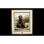 Signed Limited Edition Print 'Noble Companions' by Nigel Hemming, depicting two black Labradors.