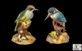 Royal Crown Derby Fine Quality Handpainted Pair of Porcelain Bird Figures 1.