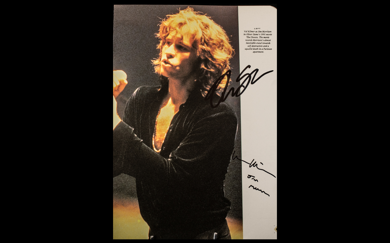 Val Kilmer as Jim Morrison & Oliver Stone Signed Rare Poster Cinema Book Page Proof The Doors This